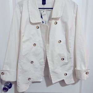 NWT Lane Bryant white Naval/pea coat inspired jacket. Size 26